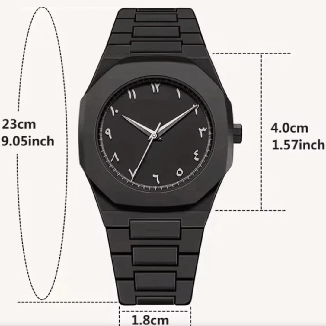 ππ«π’π π’π§ππ₯ ππππβ’ ππ«πππ’π πππ’ππ’π¨π§ β Arabic Style Quartz Men's Black Watch - Water Resistanceπ¦