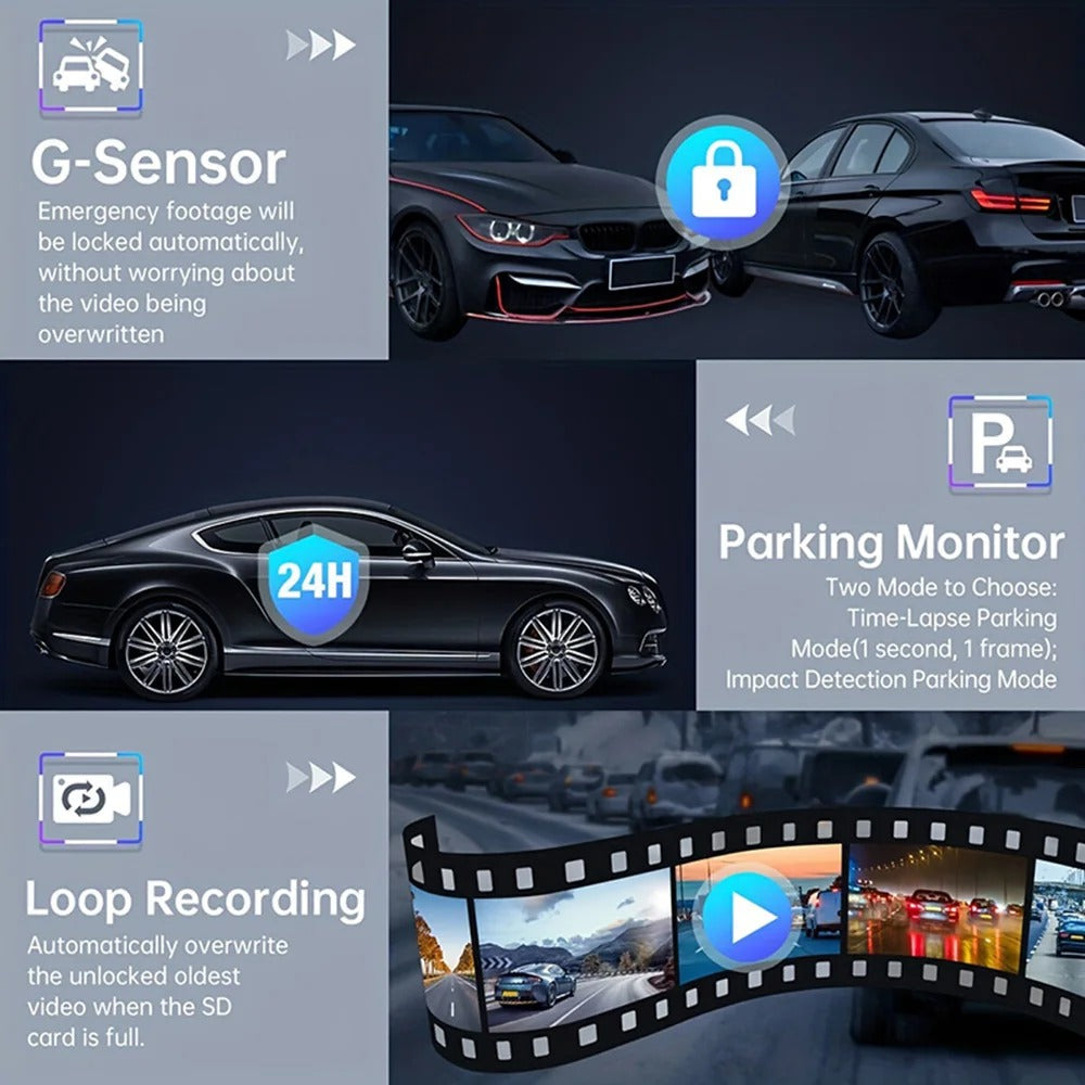 ๐ Last Day Promotion - ๐๐ซ๐ข๐ ๐ข๐ง๐๐ฅ ๐๐ฅ๐๐๐ซ๐๐ข๐ฌ๐ข๐จ๐งโข Dual-Lens Car Rear View Smart Mirror Camera