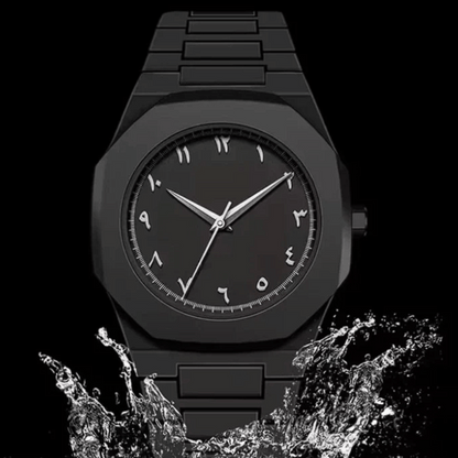 𝐎𝐫𝐢𝐠𝐢𝐧𝐚𝐥 𝐀𝐔𝐑𝐀™ 𝐀𝐫𝐚𝐛𝐢𝐜 𝐄𝐝𝐢𝐭𝐢𝐨𝐧 – Arabic Style Quartz Men's Black Watch - Water Resistance💦