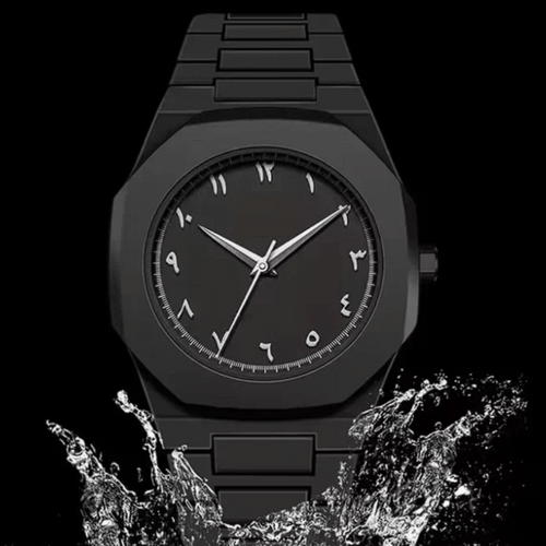 𝐎𝐫𝐢𝐠𝐢𝐧𝐚𝐥 𝐀𝐔𝐑𝐀™ 𝐀𝐫𝐚𝐛𝐢𝐜 𝐄𝐝𝐢𝐭𝐢𝐨𝐧 – Arabic Style Quartz Men's Black Watch - Water Resistance💦