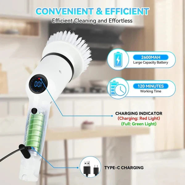 🎁 Last Day Promotion Save 65% - 𝐂𝐥𝐞𝐚𝐧𝐌𝐚𝐱™ - فرشاة التنظيف اللاسلكية مع ٩ رؤوس متعددة الاستخدام