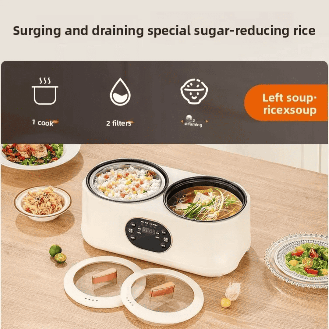 Portable Multi-Function Double-Pot Steam Cooker